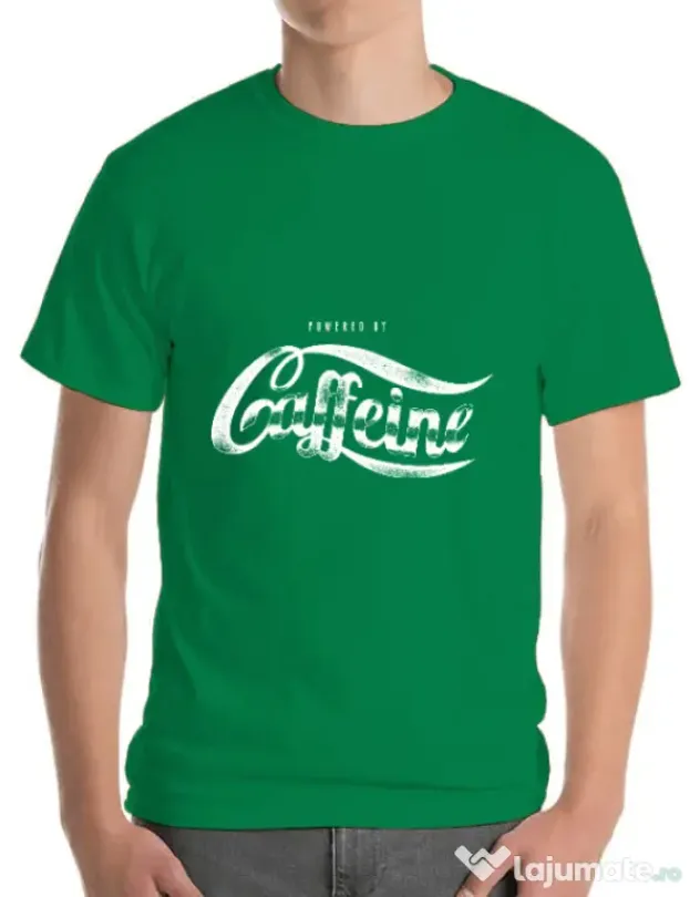Tricou ADLER barbat Powered by caffeine Verde mediu