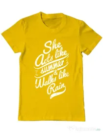 Tricou ADLER barbat She acts like summer Galben