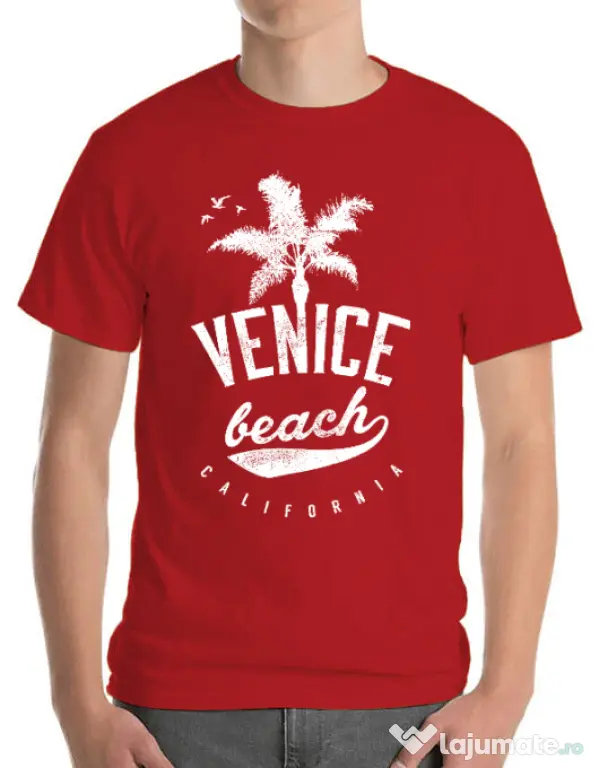 Tricou ADLER barbat Venice beach California Rosu