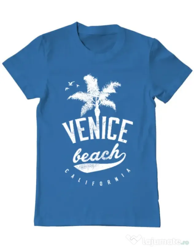 Tricou ADLER barbat Venice beach California Albastru azuriu