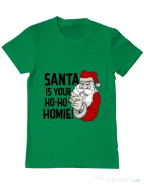Tricou ADLER barbat Santa is your homie Verde mediu