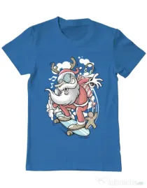 Tricou ADLER barbat Skater Santa Albastru azuriu