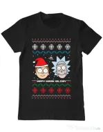 Tricou ADLER barbat Rick and Morty Christmas Negru