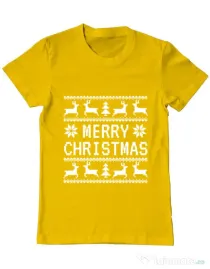 Tricou ADLER barbat Merry Christmas Ugly Sweater Galben