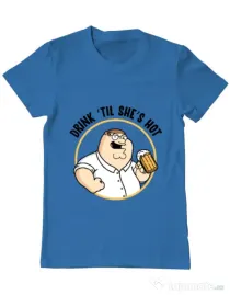 Tricou ADLER barbat Drink til she is hot Albastru azuriu
