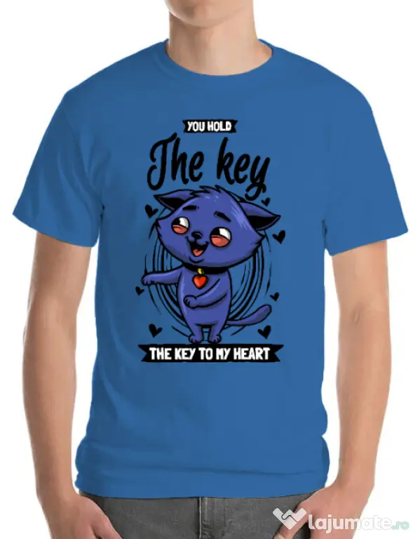Tricou ADLER barbat You hold the key Albastru azuriu