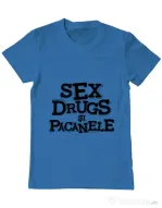 Tricou ADLER barbat Sex, drugs si pacanele Albastru azuriu