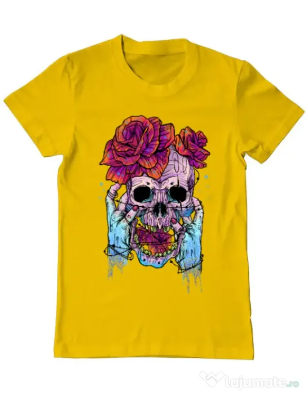 Tricou ADLER barbat Hand skull Galben
