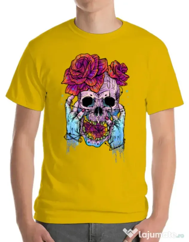 Tricou ADLER barbat Hand skull Galben