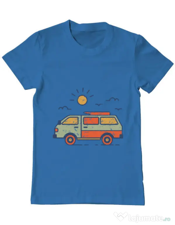 Tricou ADLER barbat Retro travel van Albastru azuriu
