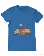 Tricou ADLER barbat Retro travel van Albastru azuriu