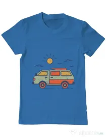Tricou ADLER barbat Retro travel van Albastru azuriu
