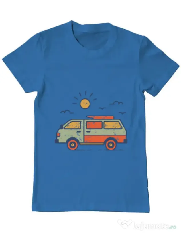 Tricou ADLER barbat Retro travel van Albastru azuriu