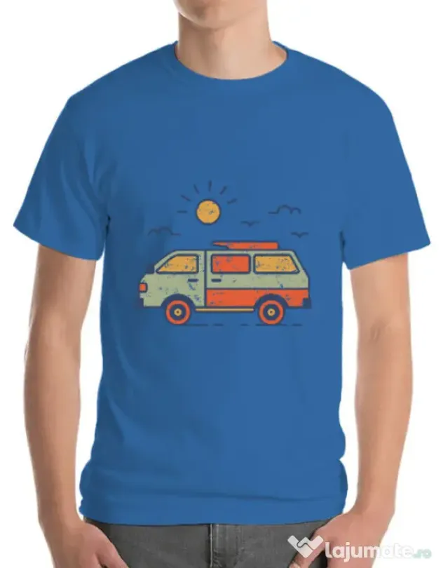 Tricou ADLER barbat Retro travel van Albastru azuriu