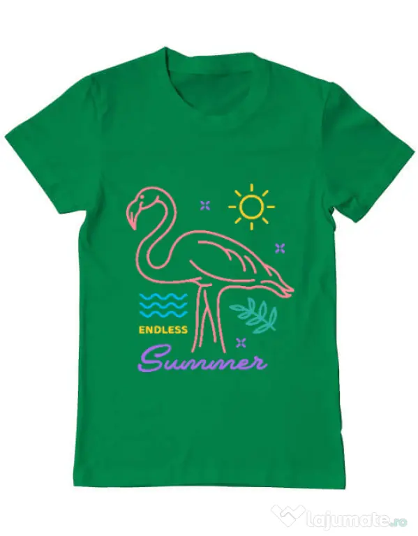 Tricou ADLER barbat Flamingo endless summer Verde mediu