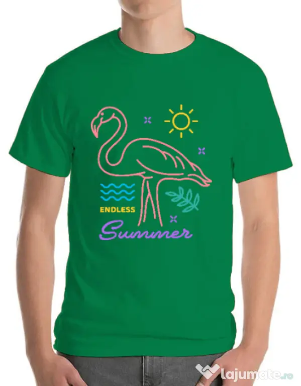 Tricou ADLER barbat Flamingo endless summer Verde mediu