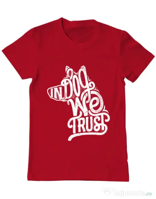Tricou ADLER barbat In dog we trust Rosu