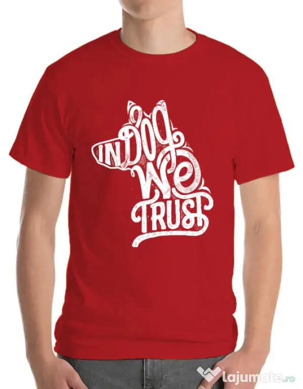 Tricou ADLER barbat In dog we trust Rosu