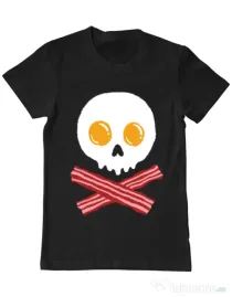 Tricou ADLER barbat Breakfast skull Negru