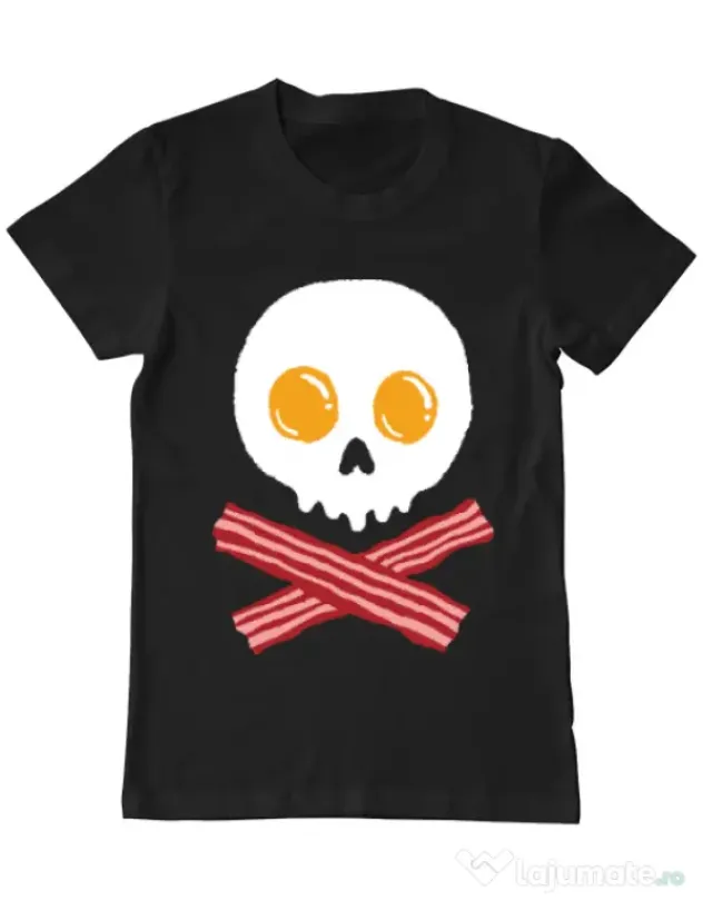 Tricou ADLER barbat Breakfast skull Negru