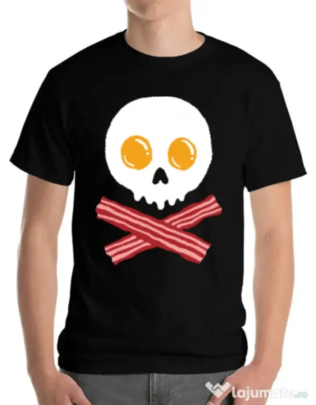 Tricou ADLER barbat Breakfast skull Negru