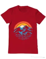 Tricou ADLER barbat Mountain and rainbow Rosu