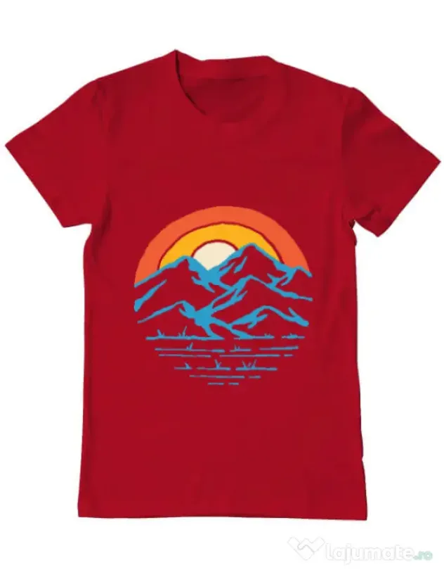 Tricou ADLER barbat Mountain and rainbow Rosu