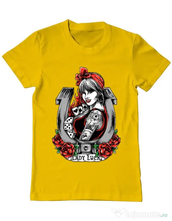 Tricou ADLER barbat Lady luck Galben