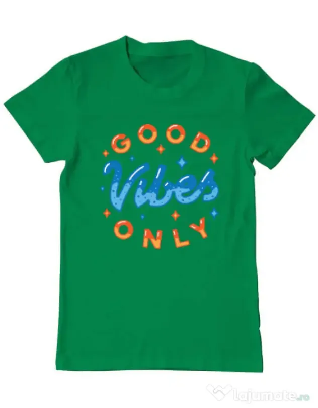 Tricou ADLER barbat Good vibes only Verde mediu