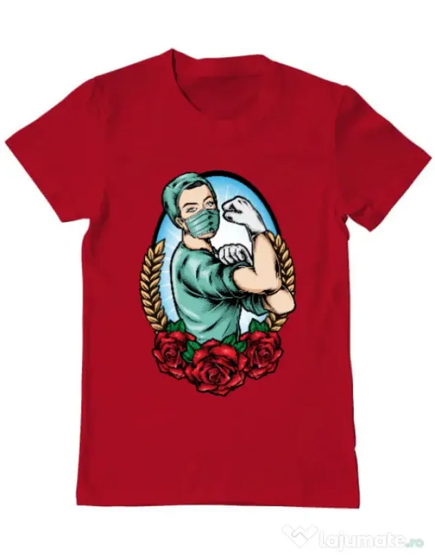 Tricou ADLER barbat Rockabilly Nurse Rosu