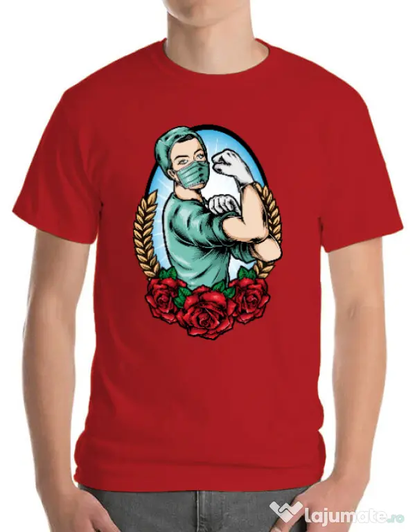 Tricou ADLER barbat Rockabilly Nurse Rosu