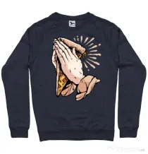 Bluza ADLER barbat Pray for pizza Denim inchis
