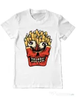Tricou ADLER barbat Zombie French Fries Alb