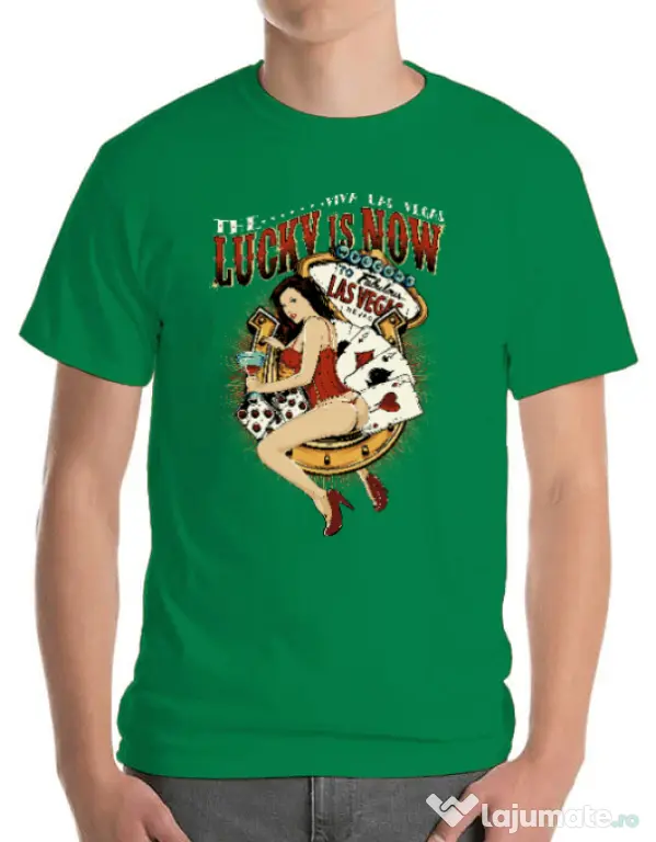 Tricou ADLER barbat The lucky is now Verde mediu