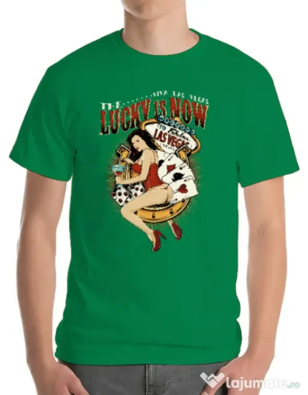 Tricou ADLER barbat The lucky is now Verde mediu