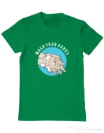 Tricou ADLER barbat Wash your hands 2 Verde mediu