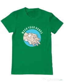 Tricou ADLER barbat Wash your hands 2 Verde mediu