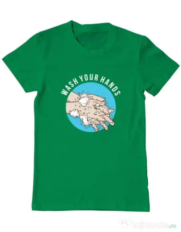 Tricou ADLER barbat Wash your hands 2 Verde mediu