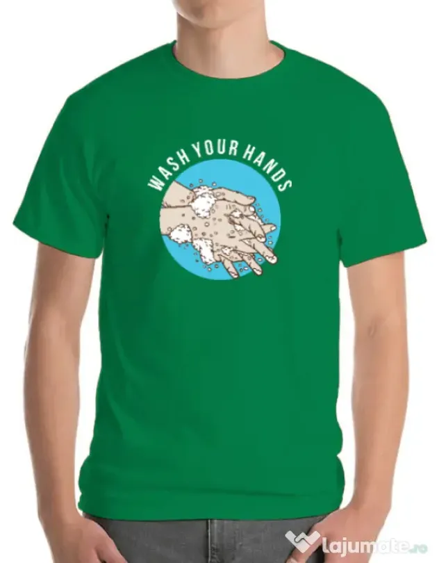 Tricou ADLER barbat Wash your hands 2 Verde mediu