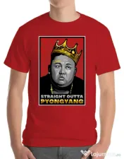 Tricou ADLER barbat Straight outta Pyongyang Rosu 
