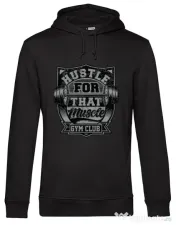 Hoodie barbat cu gluga Hustle for that muscle Negru