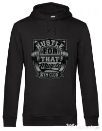 Hoodie barbat cu gluga Hustle for that muscle Negru