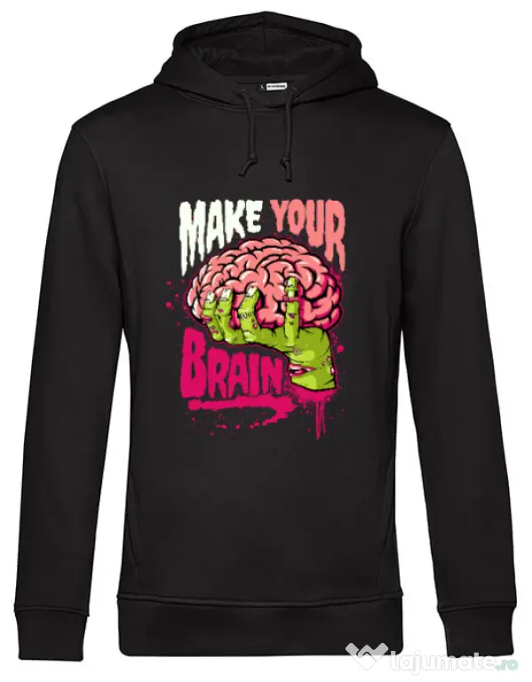 Hoodie barbat cu gluga Make your mind Negru