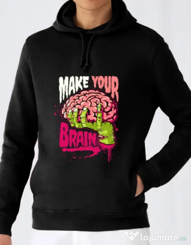 Hoodie barbat cu gluga Make your mind Negru