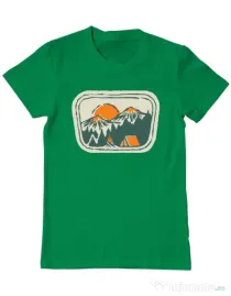 Tricou ADLER barbat Camping badge Verde mediu