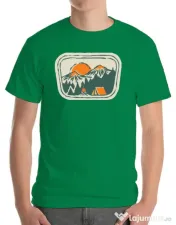 Tricou ADLER barbat Camping badge Verde mediu 