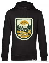 Hoodie barbat cu gluga Hand drawn mountains Negru