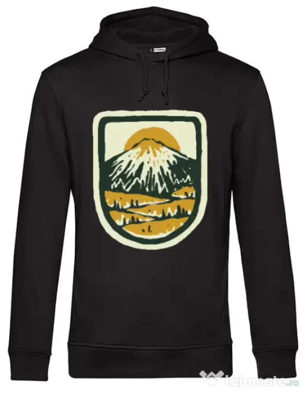 Hoodie barbat cu gluga Hand drawn mountains Negru
