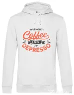 Hoodie barbat cu gluga Without coffee Alb