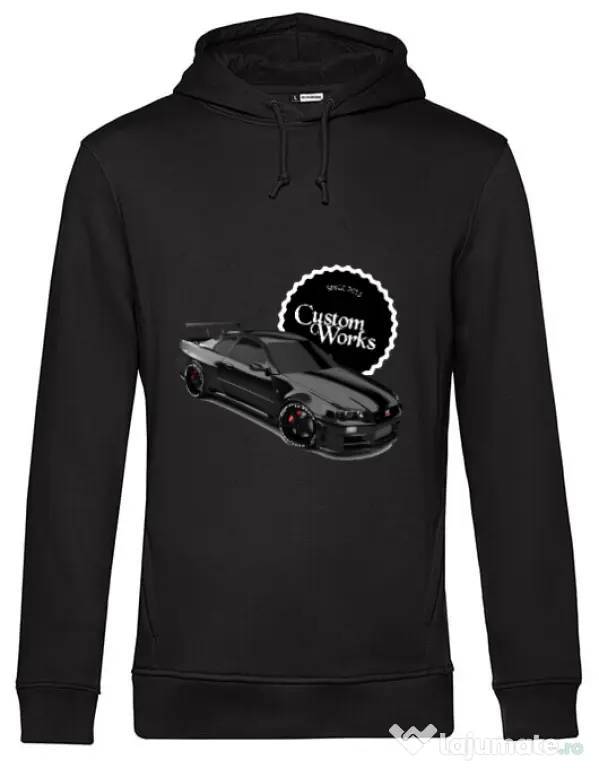 Hoodie barbat cu gluga Black R34 Negru
